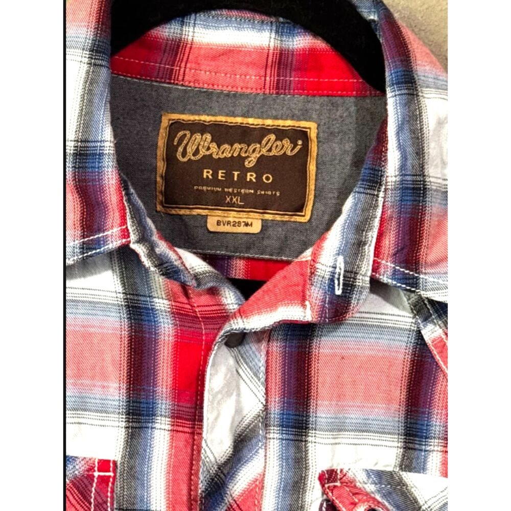 Wrangler Retro Premium Western Plaid Shirt XXL Cowboy Rodeo Pearl Snap - Picture 5 of 8